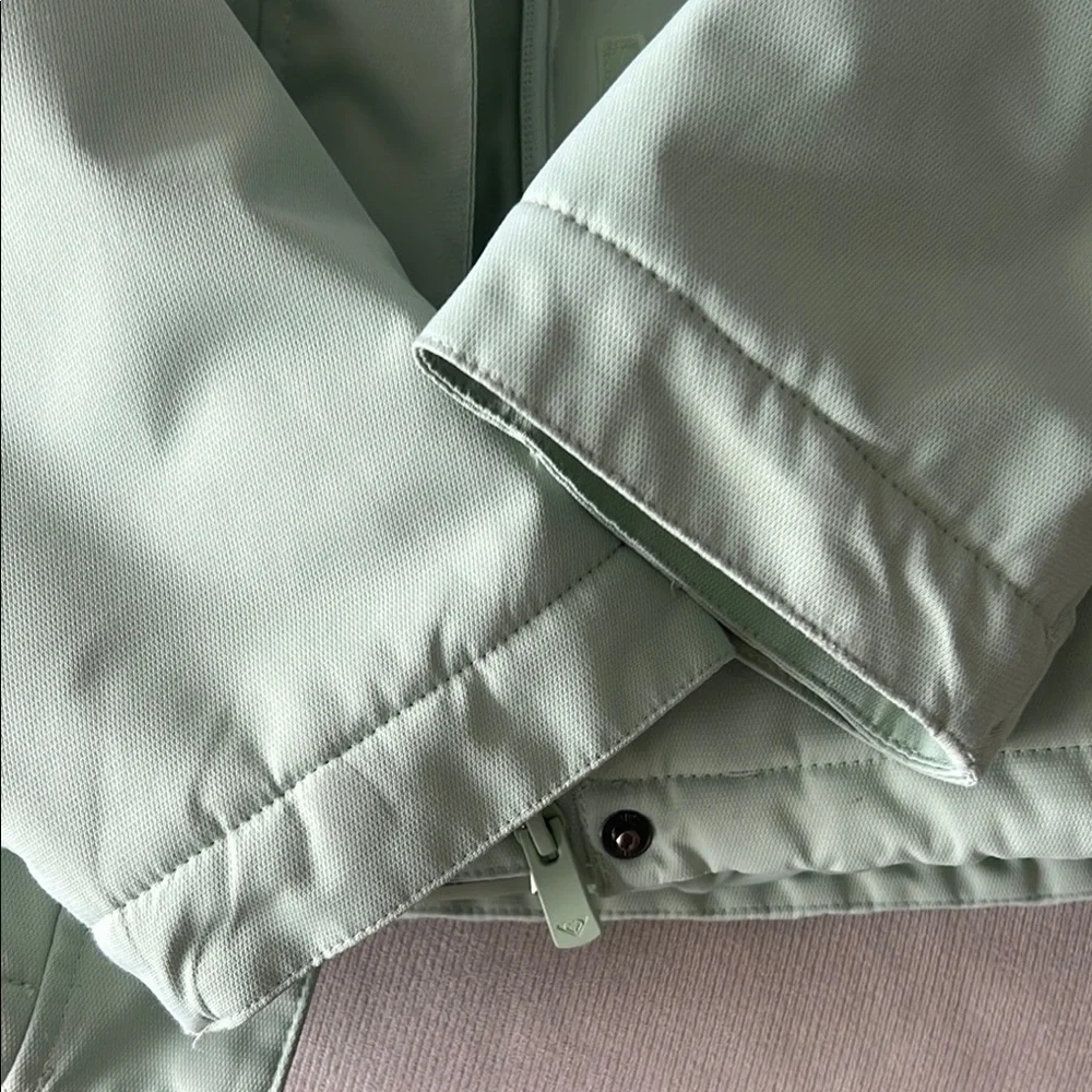 Roxy Girls Mint Green Hooded Winter Jacket with Faux Fur Trim